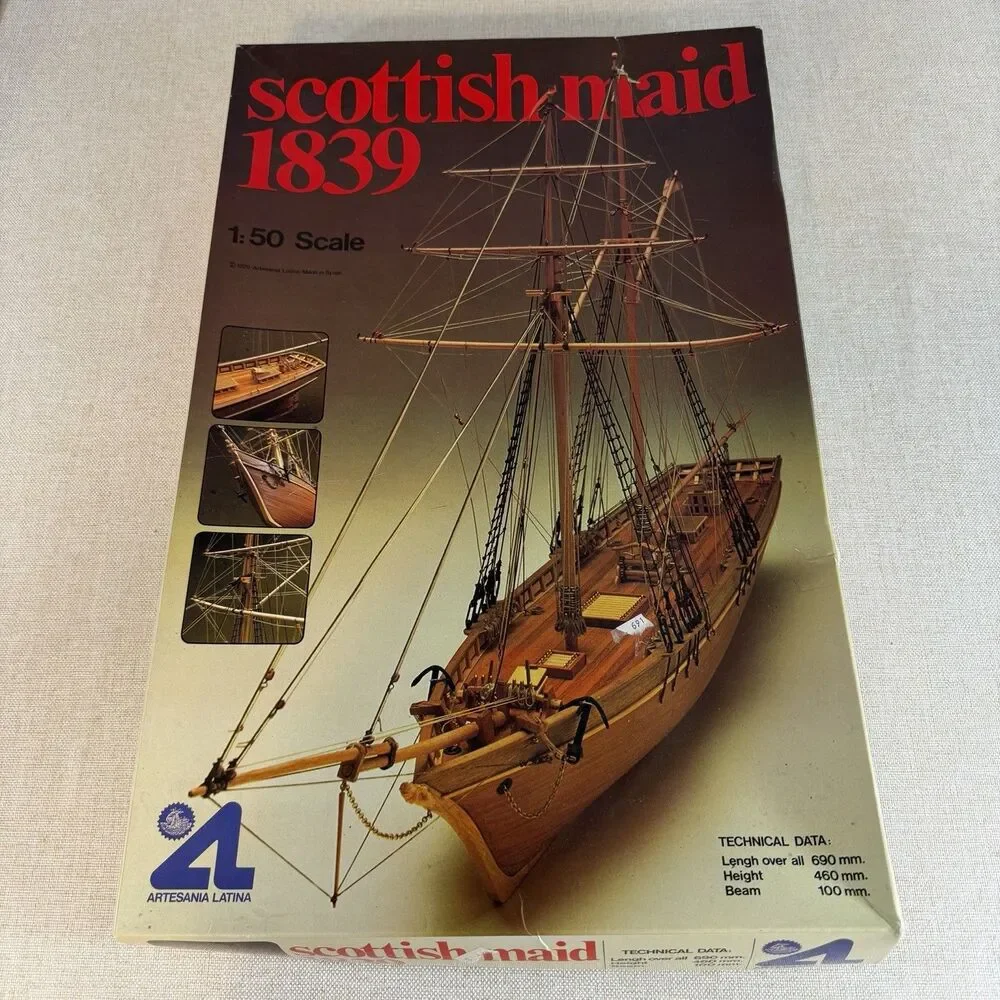 Vintage 1979 Artesania Latina Scottish Maid 1839 Wood Ship Model Kit 1:50 #401